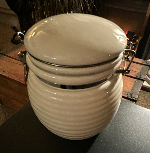 White ceramic round storage - ceramic,