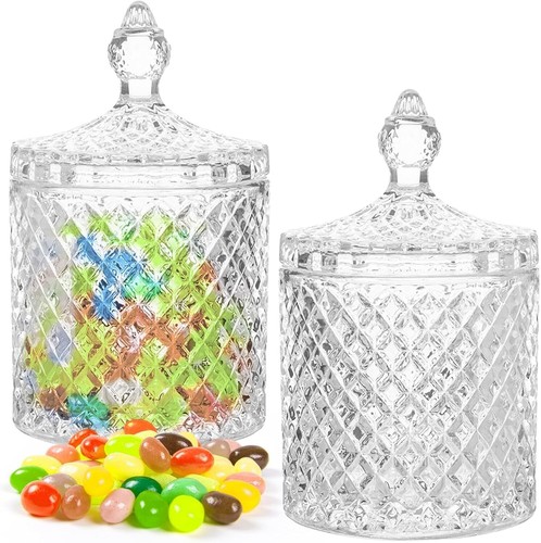 Glass round sweet jar with - sweet,