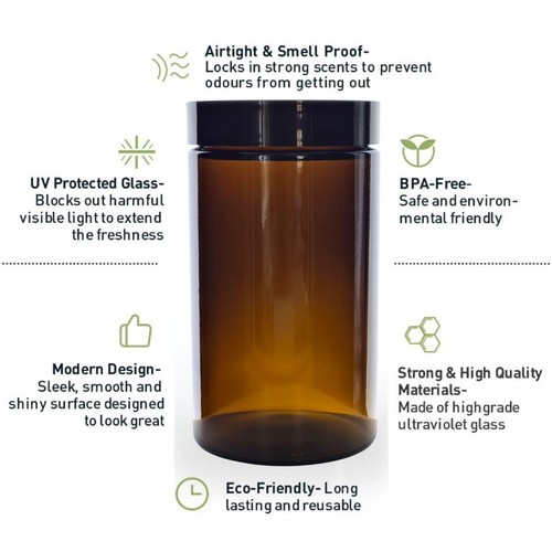 Large 500ml glass stash jar - glass,