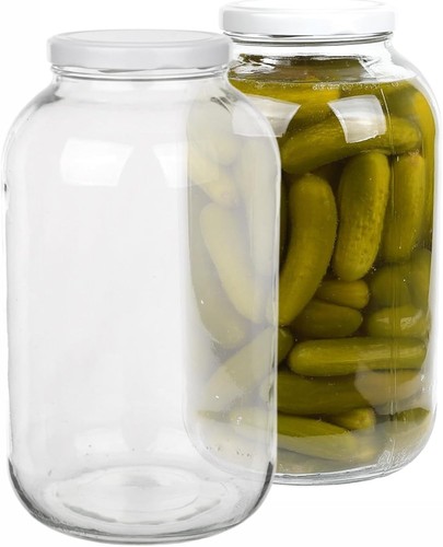 Large glass jar with - glass, lid
