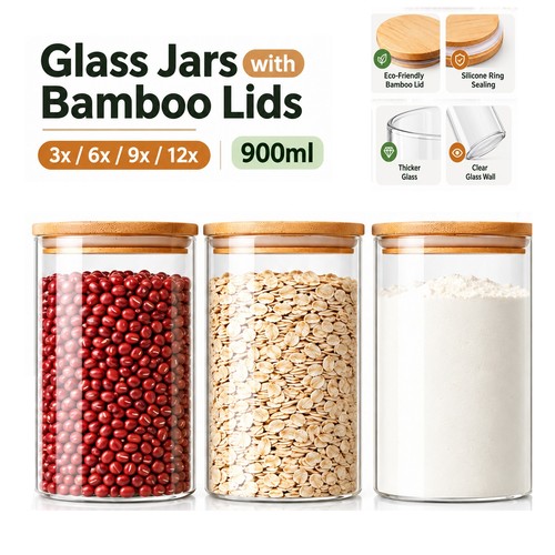 Large 900ml glass storage jar - large,