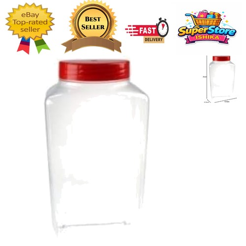 Large empty plastic jar with - empty,