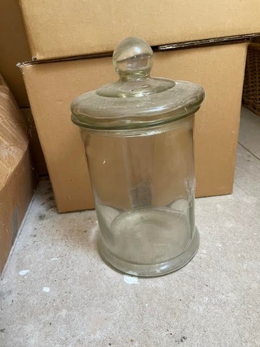 Large glass storage jar with